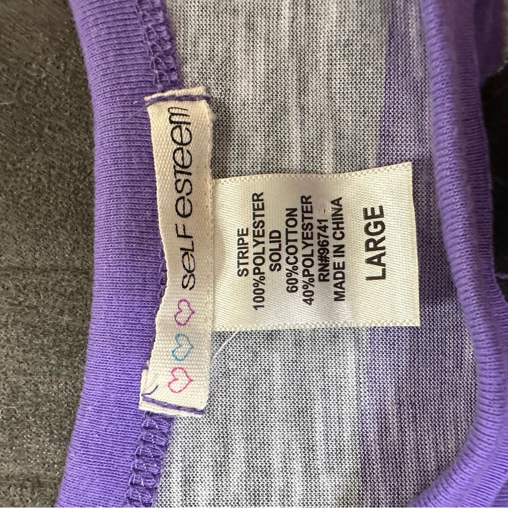 Self Esteem t shirt purple and pinks girls  size large cap sleeve